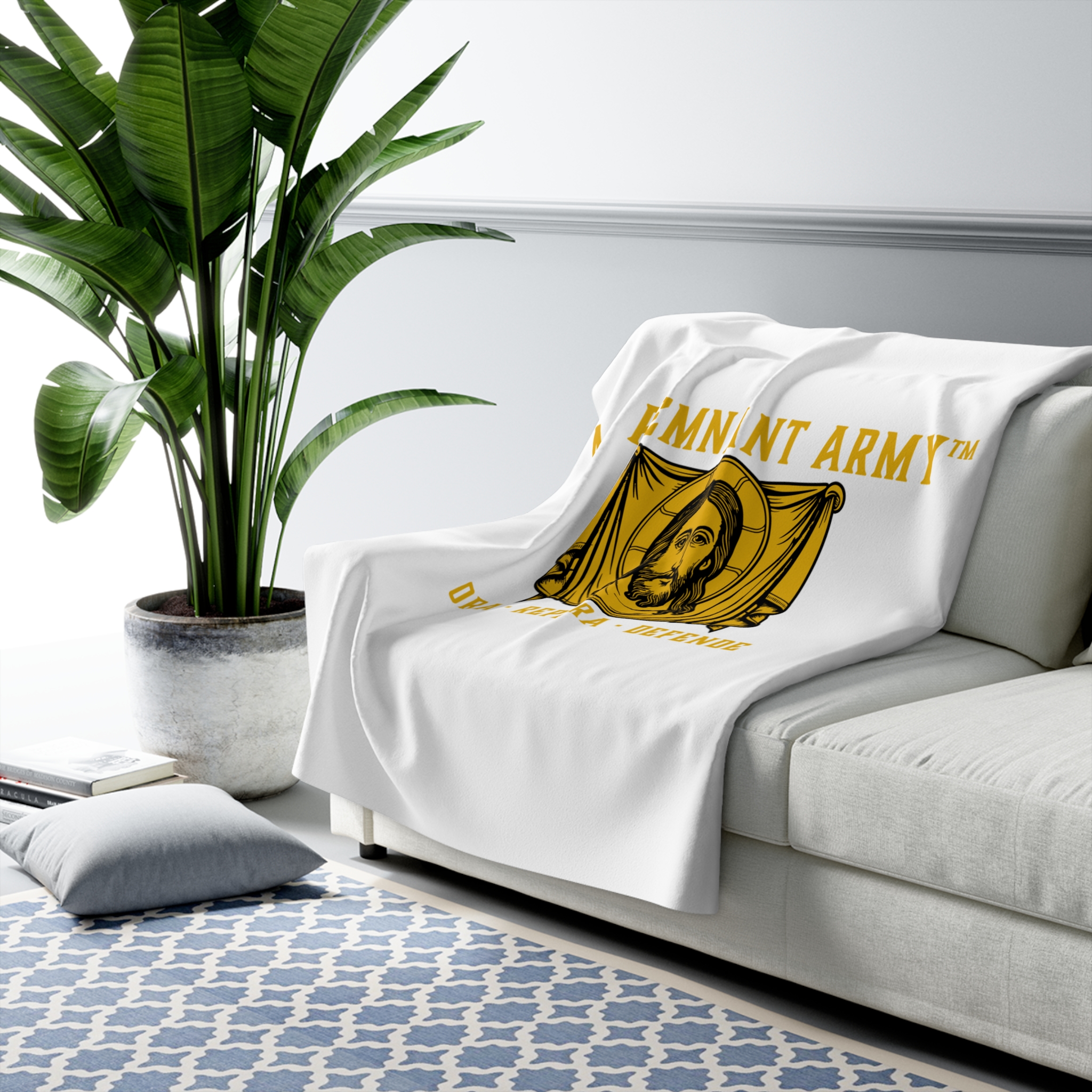 My Remnant Army Sherpa Fleece Blanket — 'Ora · Repara · Defende' Religious Throw - Image 3