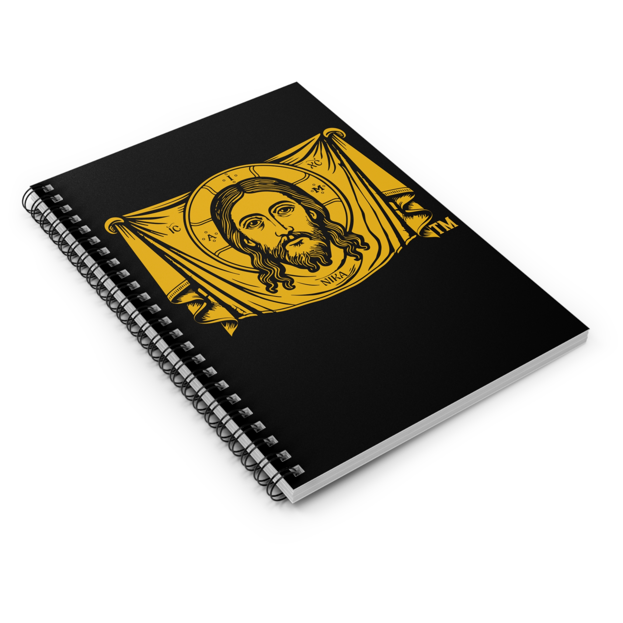 Christian Spiral Notebook — Icon of Christ (Gold on Black) — Ruled Journal for Prayer, Bible Study & Notes - Image 3