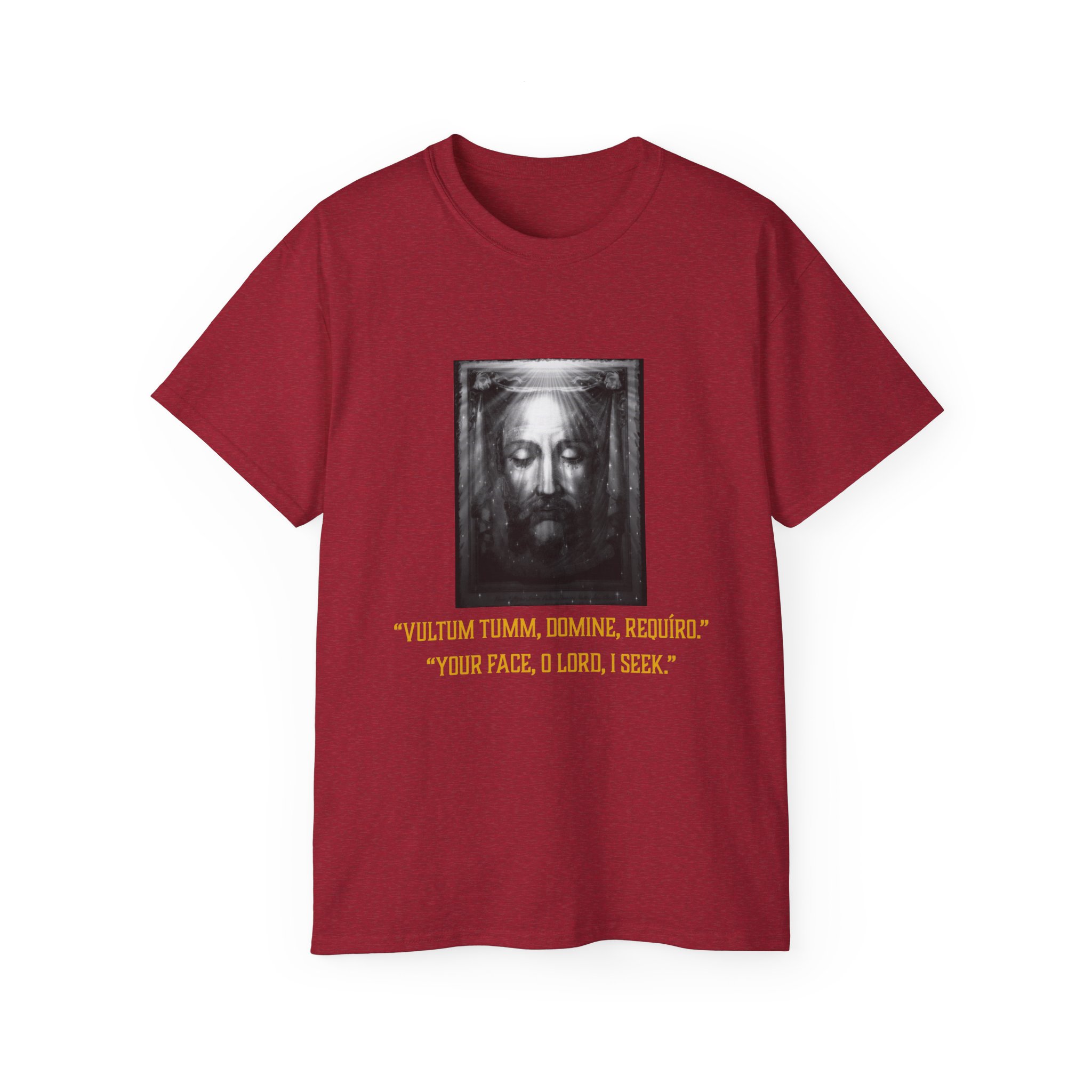 Holy Face Portrait Tee — Vintage Christ Image with Latin Quote - Image 13