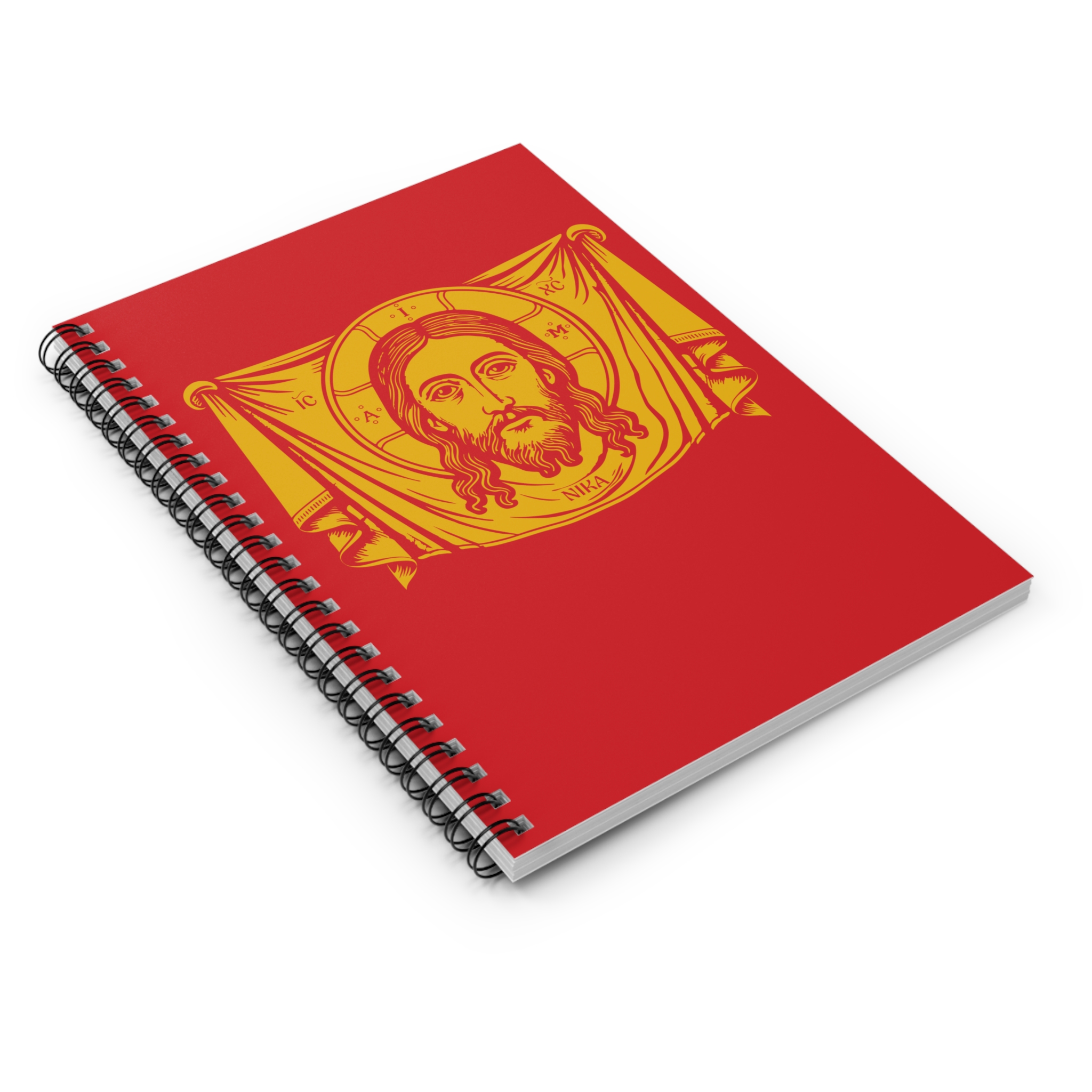 Christian Icon Spiral Notebook — Holy Face Red & Gold Ruled Journal - Image 3