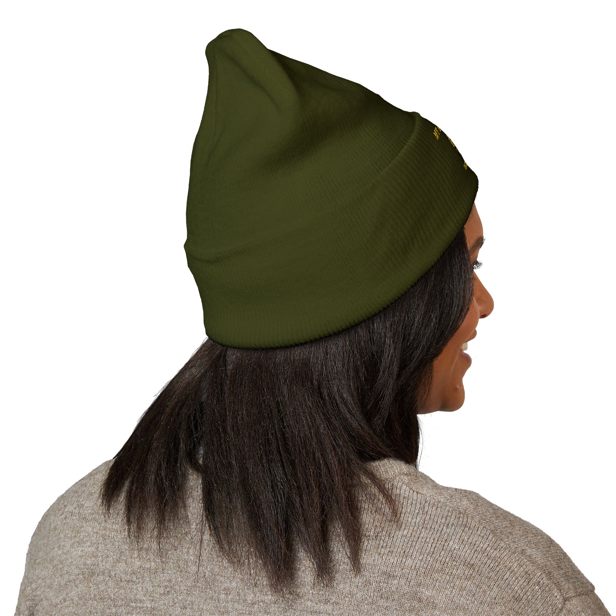 Embroidered Gold Crest Beanie — Classic Cuffed Knit Hat - Image 8