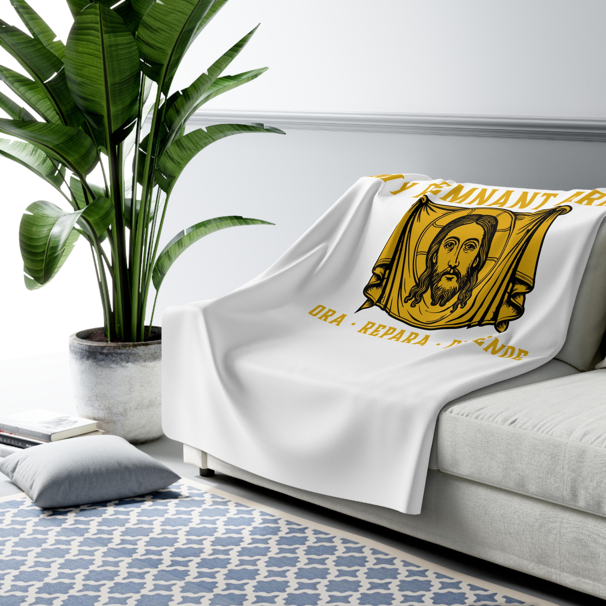 My Remnant Army Sherpa Fleece Blanket — 'Ora · Repara · Defende' Religious Throw - Image 7