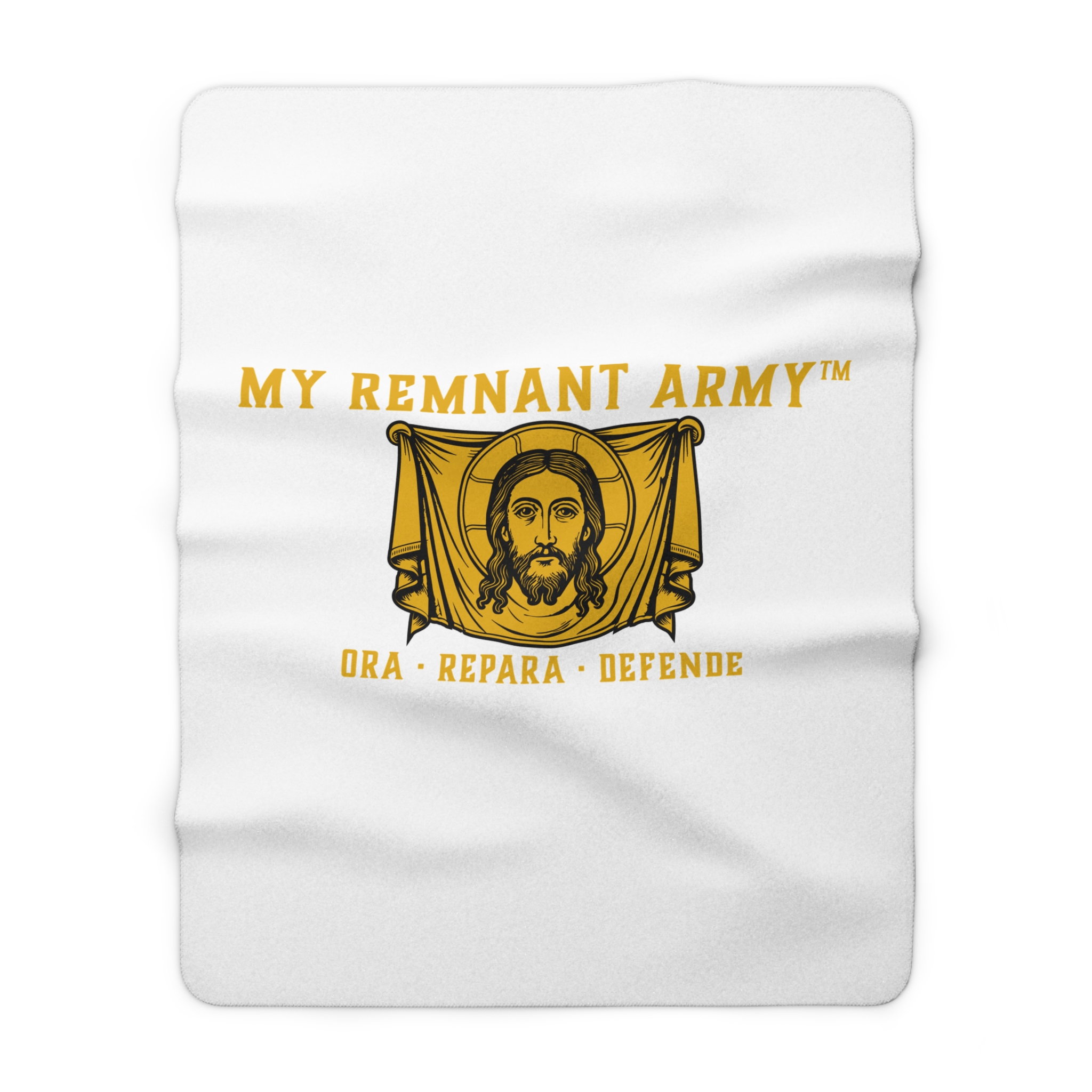 My Remnant Army Sherpa Fleece Blanket — 'Ora · Repara · Defende' Religious Throw - Image 5