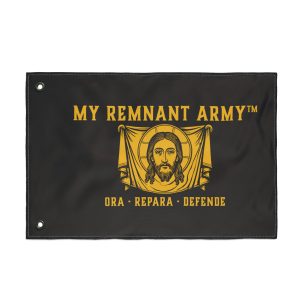Double-Sided Flag — "My Remnant Army" Holy Face of Jesus / "Deus Vult"