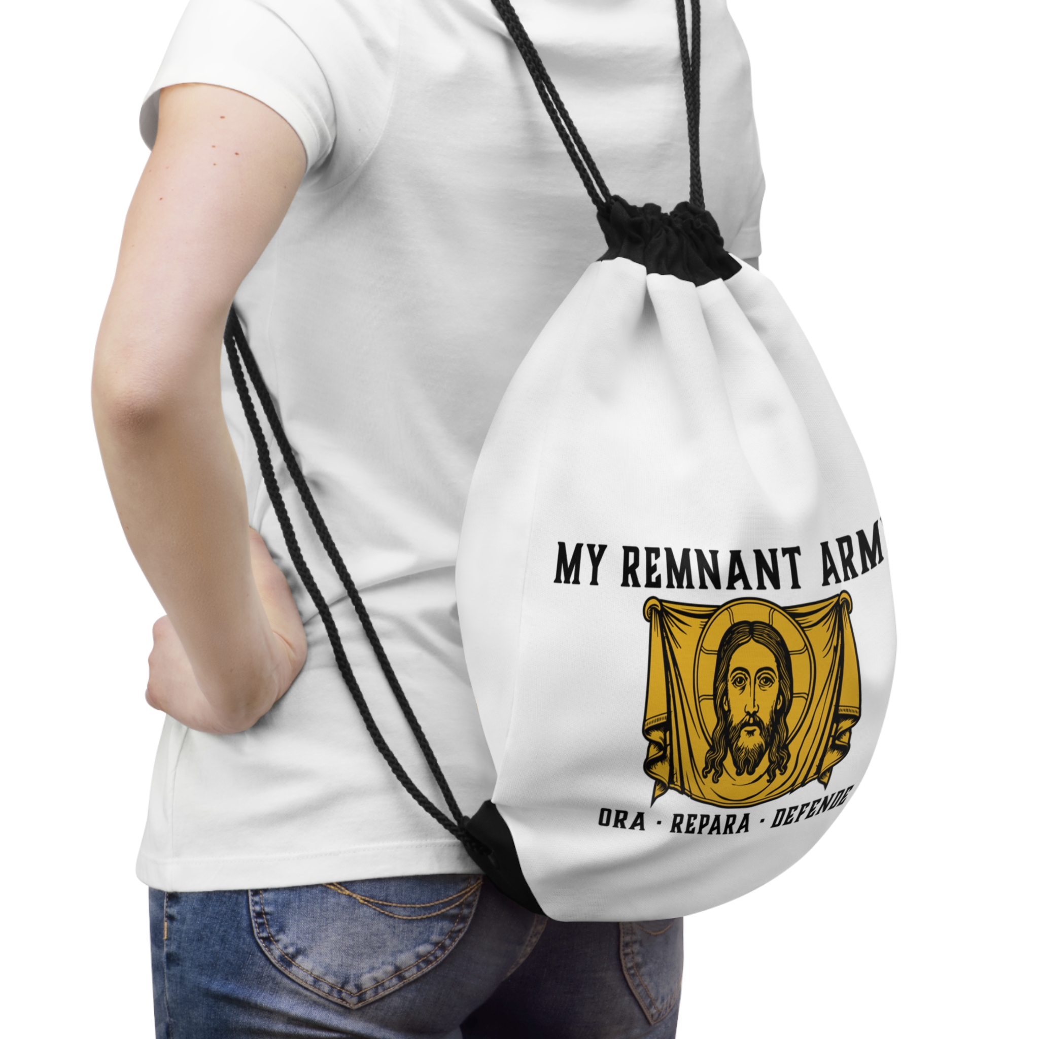 Deus Vult Drawstring Bag — 'My Remnant Army' Faith Backpack - Image 4