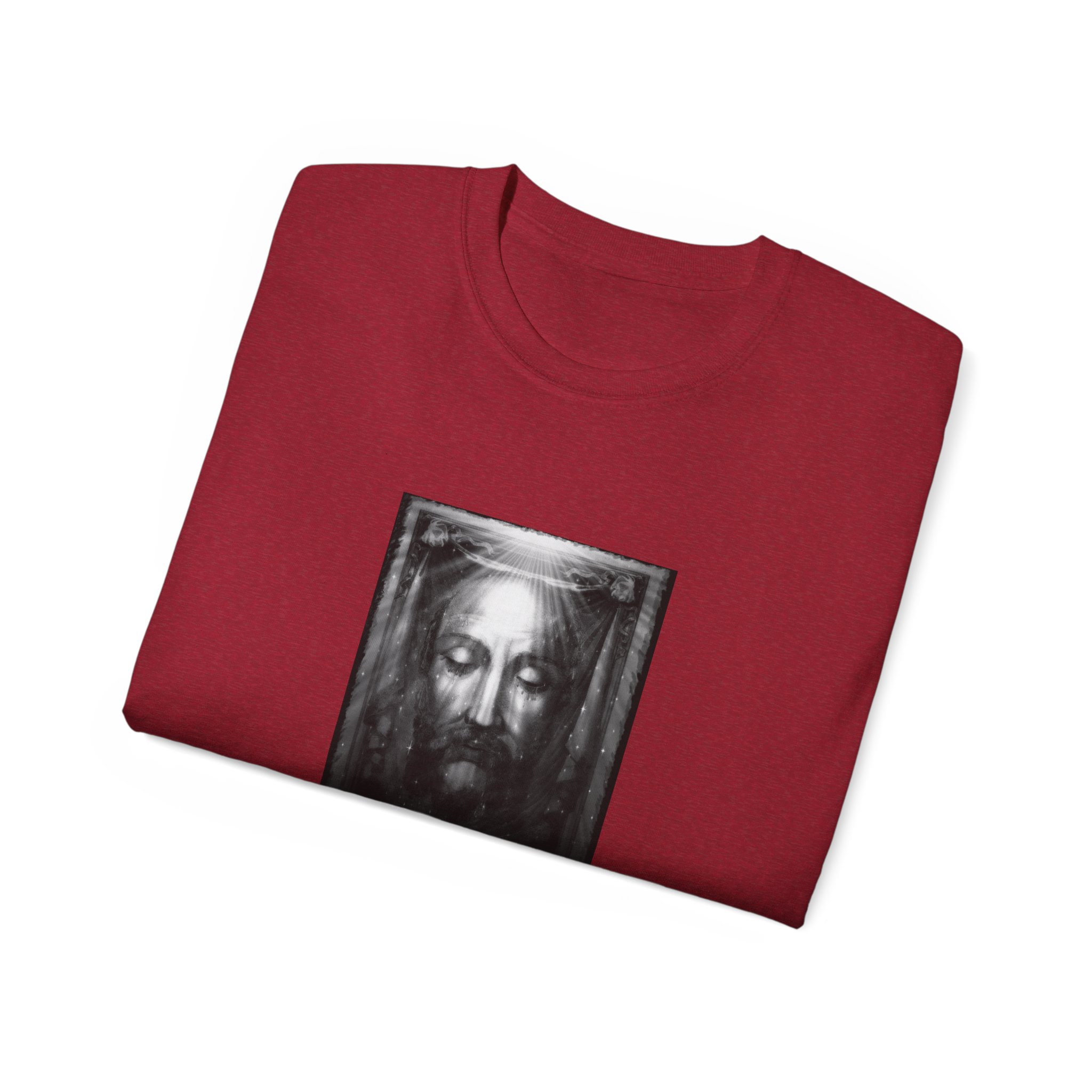 Holy Face Portrait Tee — Vintage Christ Image with Latin Quote - Image 16