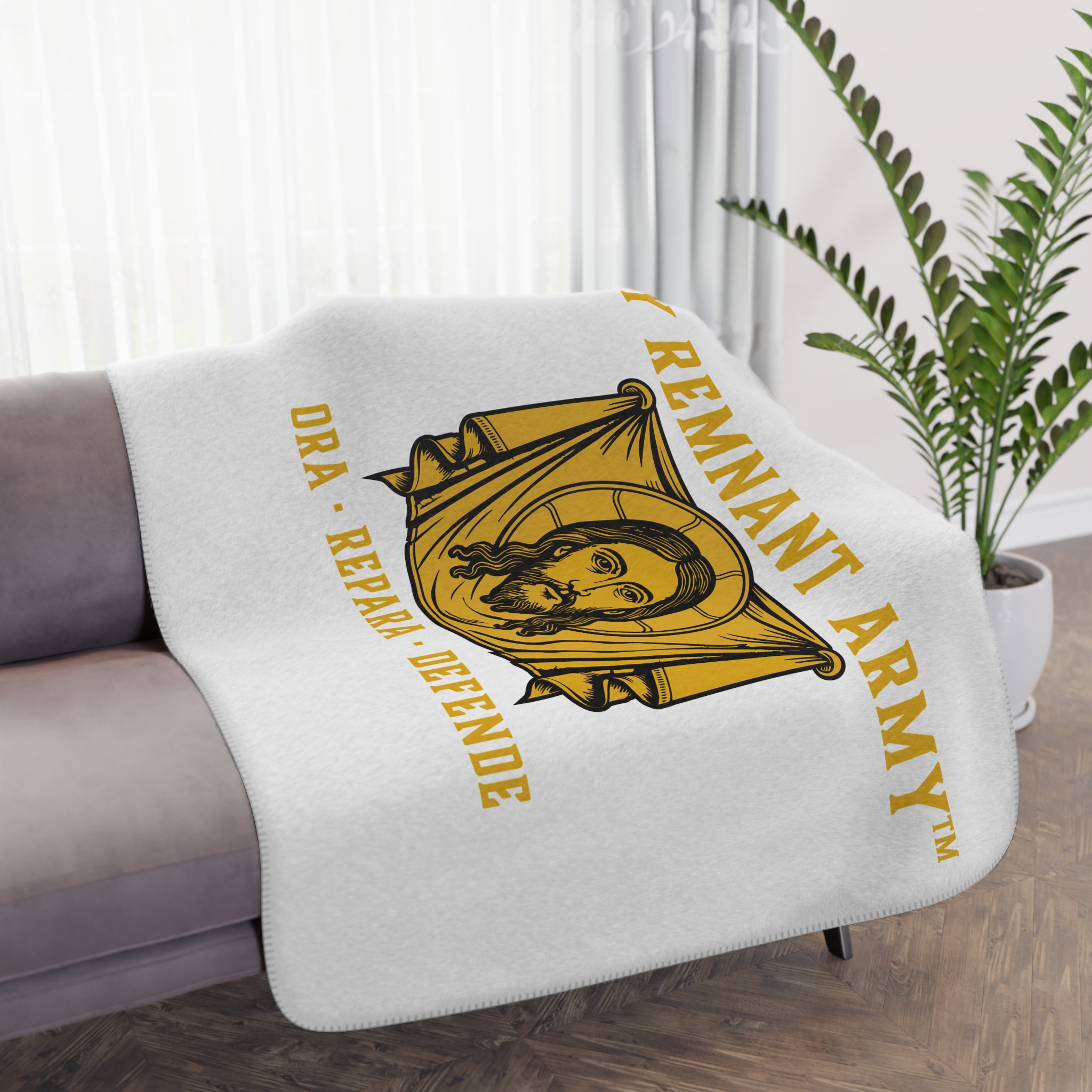 Christian Sherpa Blanket — "My Remnant Army" Ora Repara Defende Throw - Image 4
