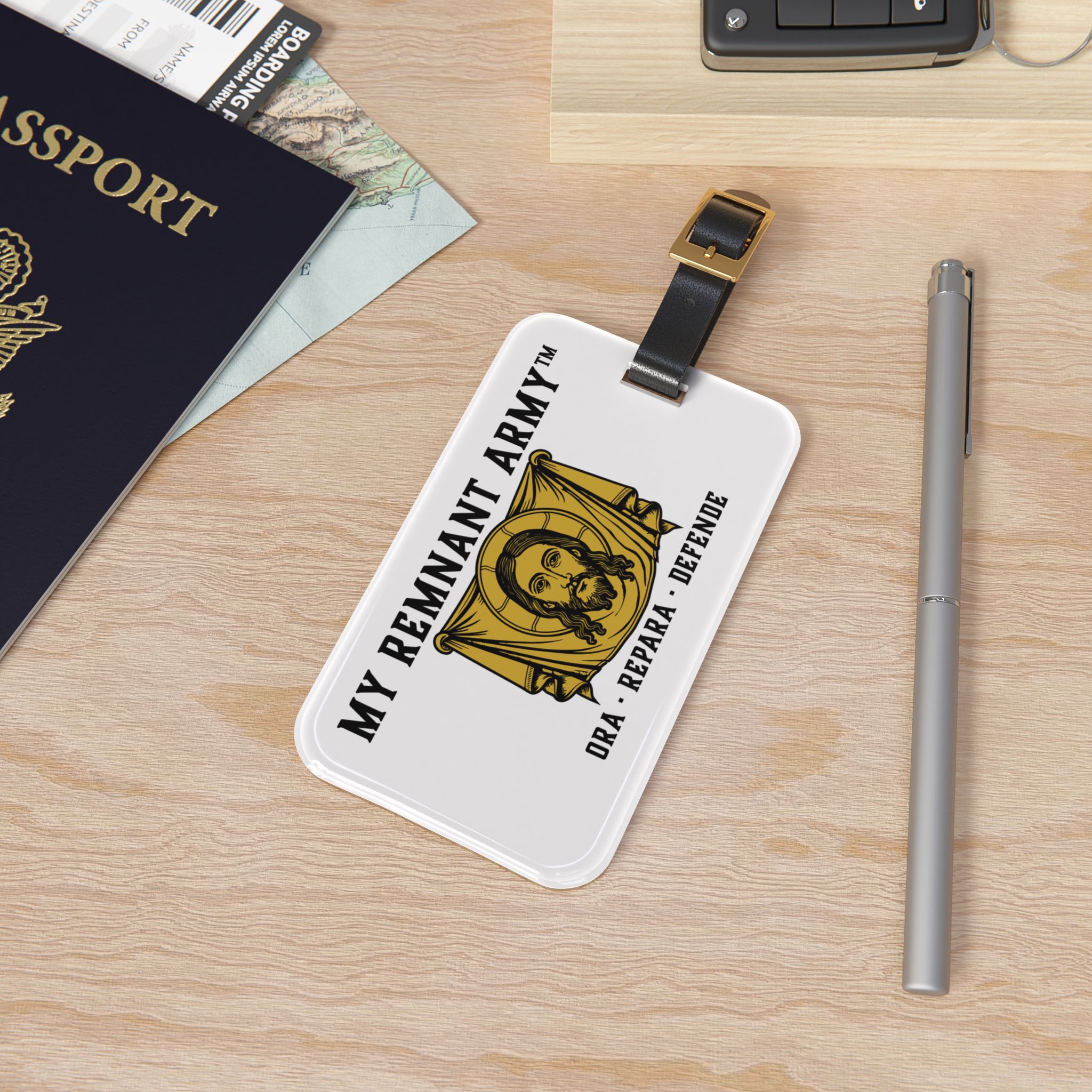 Luggage Tag — My Remnant Army™ Catholic Travel ID Tag (Ora Repara Defende) - Image 4