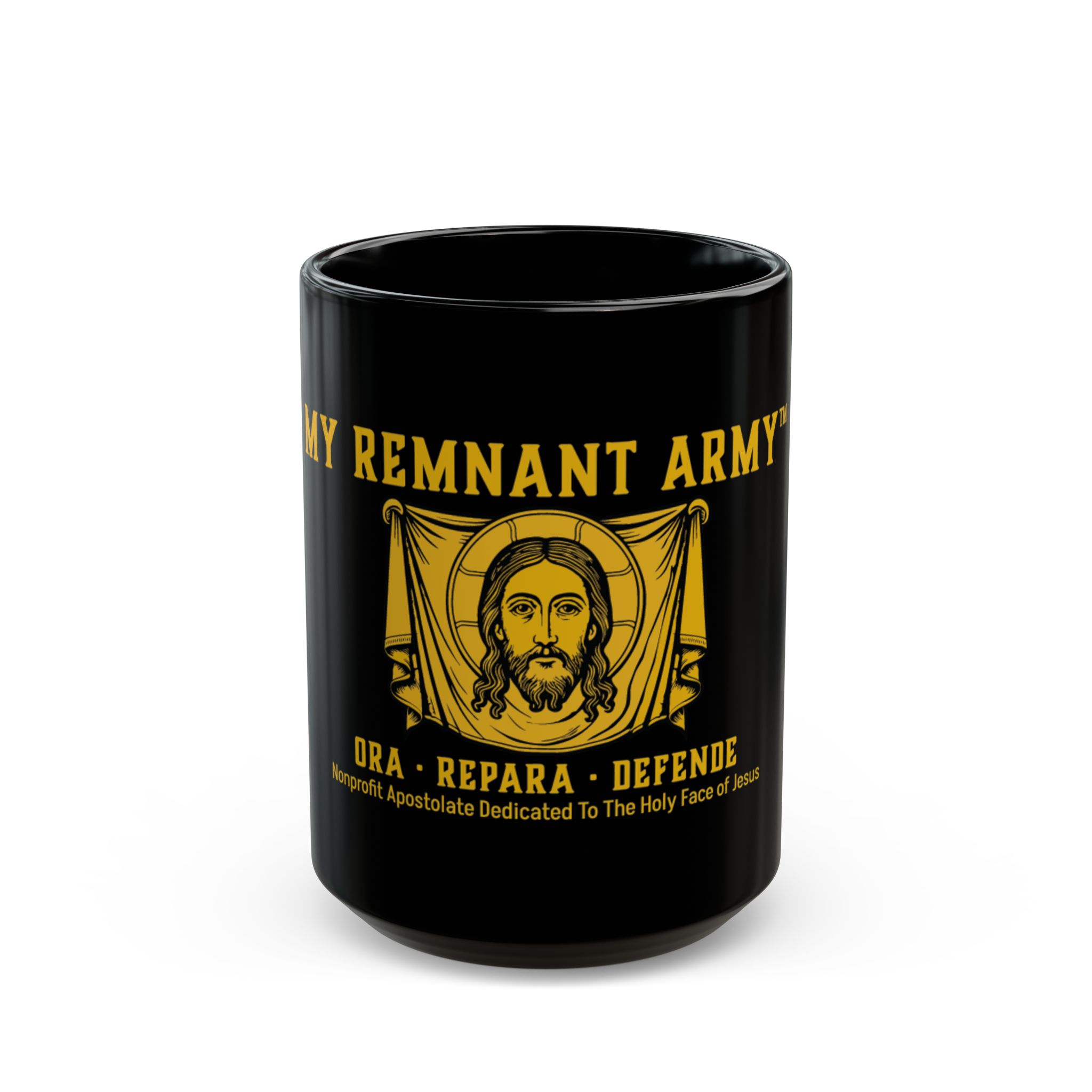 Christian Remnant Army Black Mug — Pray, Repair, Defend Religious Coffee Cup (11oz/15oz)