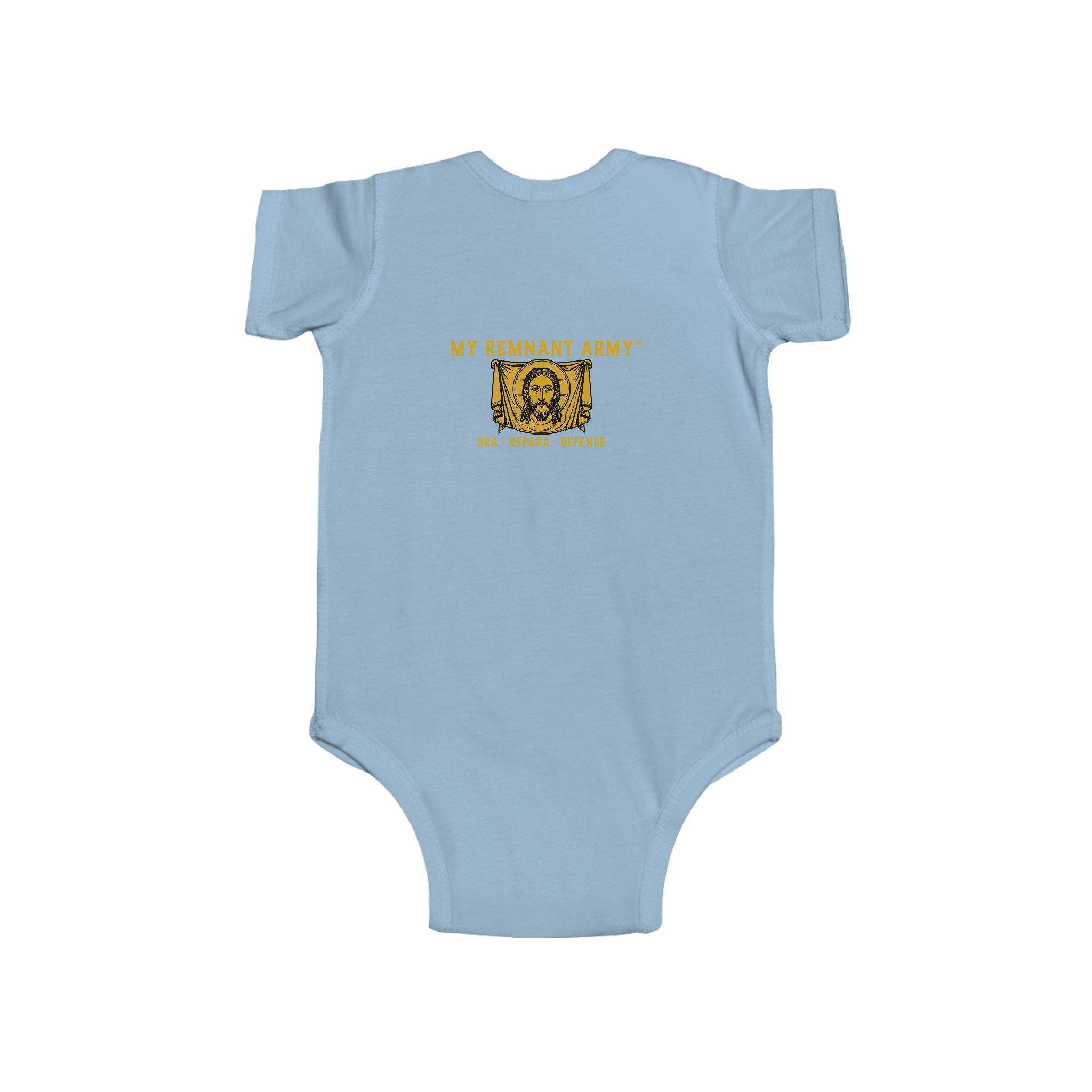 Infant Bodysuit — "Deus Vult" Gold Graphic Baby Onesie - Image 5