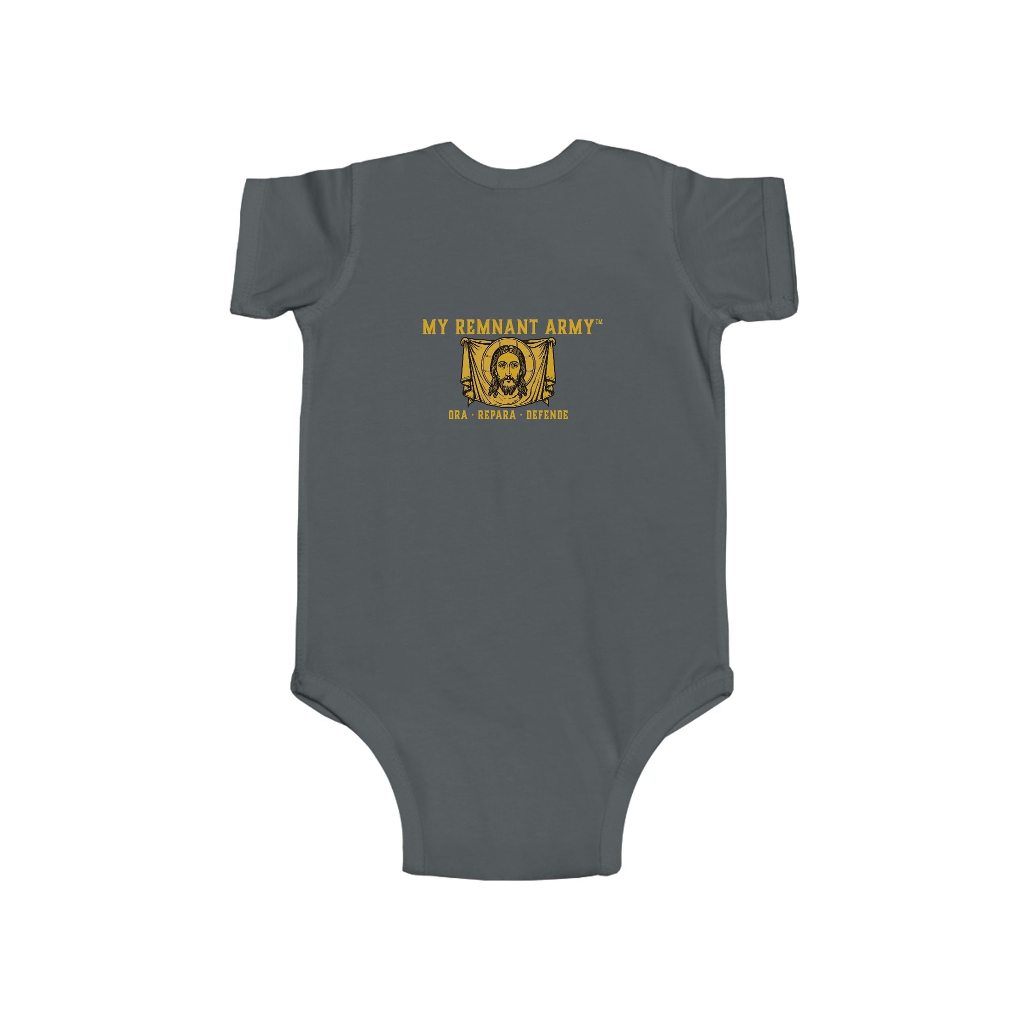 Infant Bodysuit — "Deus Vult" Gold Graphic Baby Onesie - Image 11