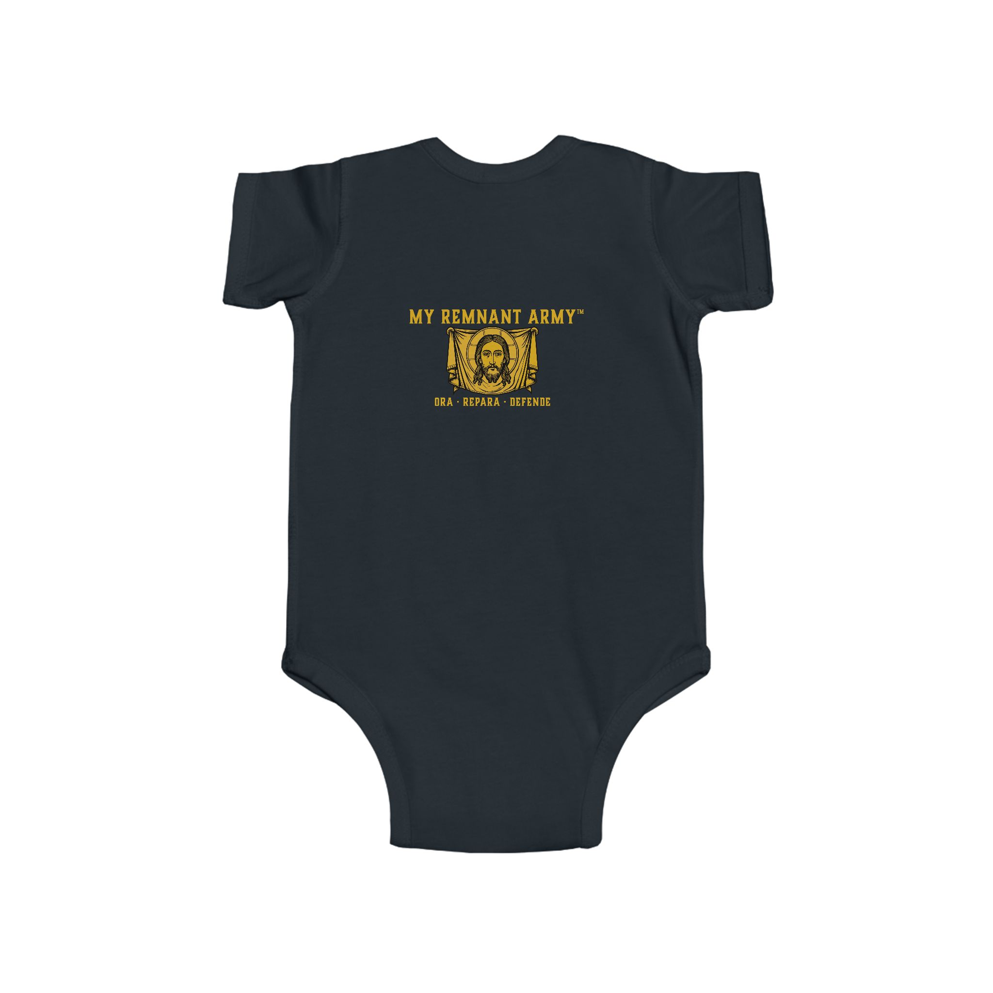 Infant Bodysuit — "Deus Vult" Gold Graphic Baby Onesie - Image 17