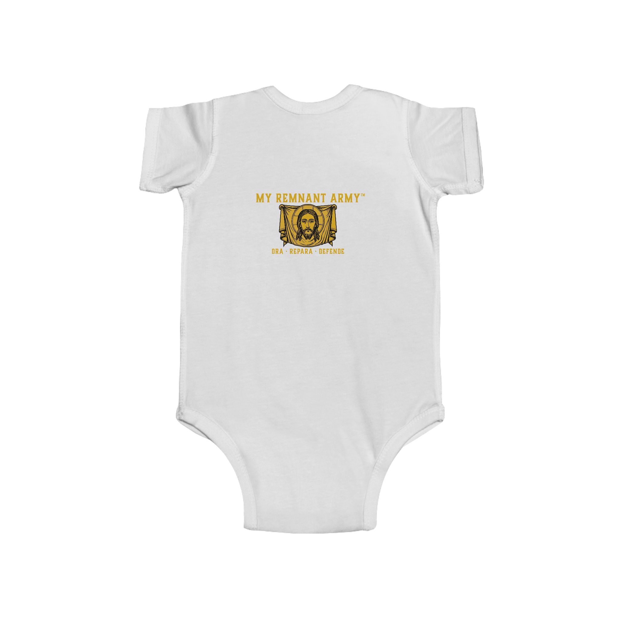 Infant Bodysuit — "Deus Vult" Gold Graphic Baby Onesie - Image 2