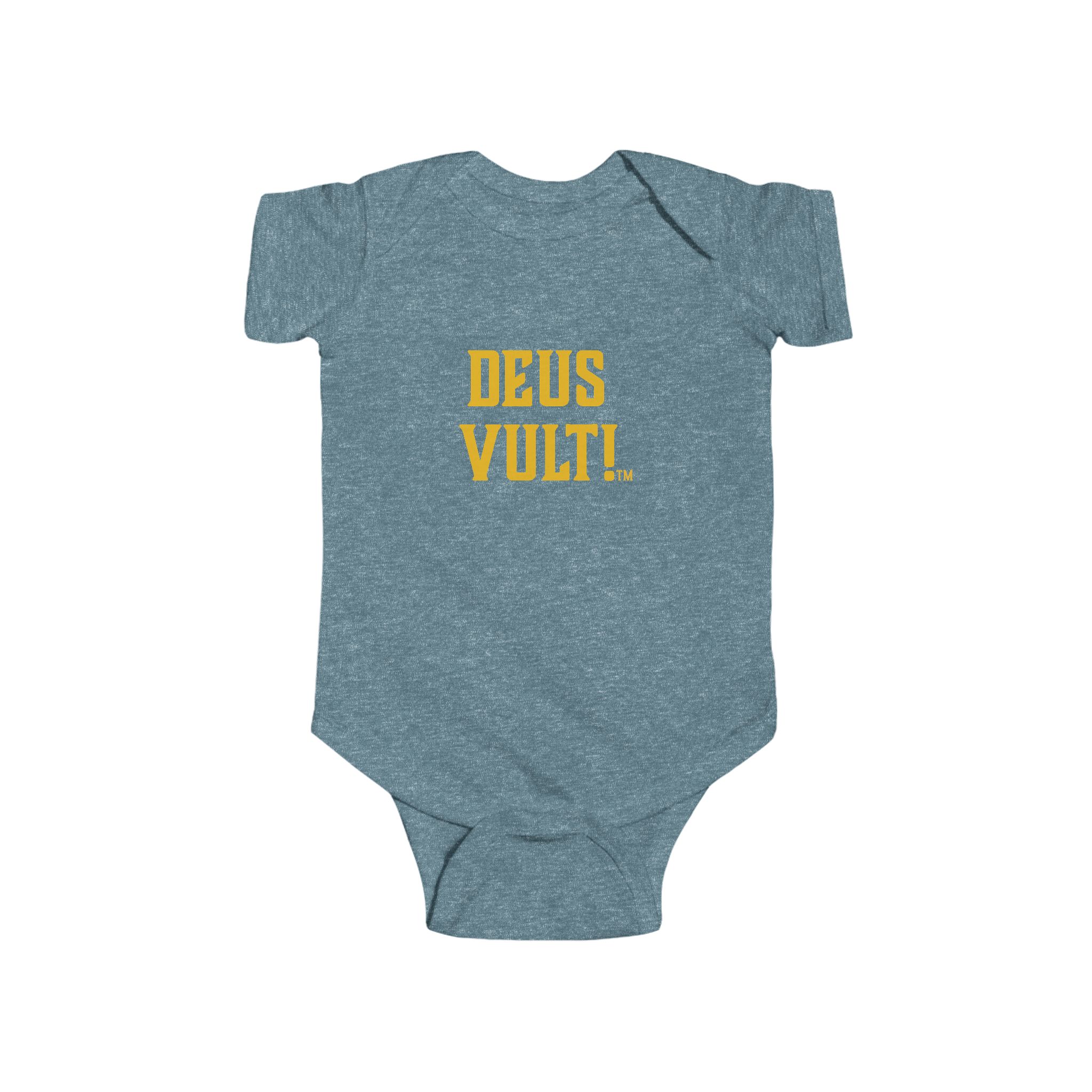 Infant Bodysuit — "Deus Vult" Gold Graphic Baby Onesie - Image 7