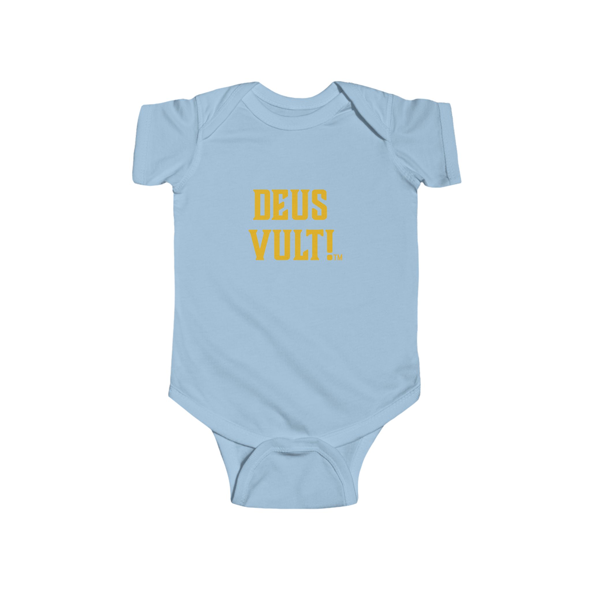Infant Bodysuit — "Deus Vult" Gold Graphic Baby Onesie - Image 4