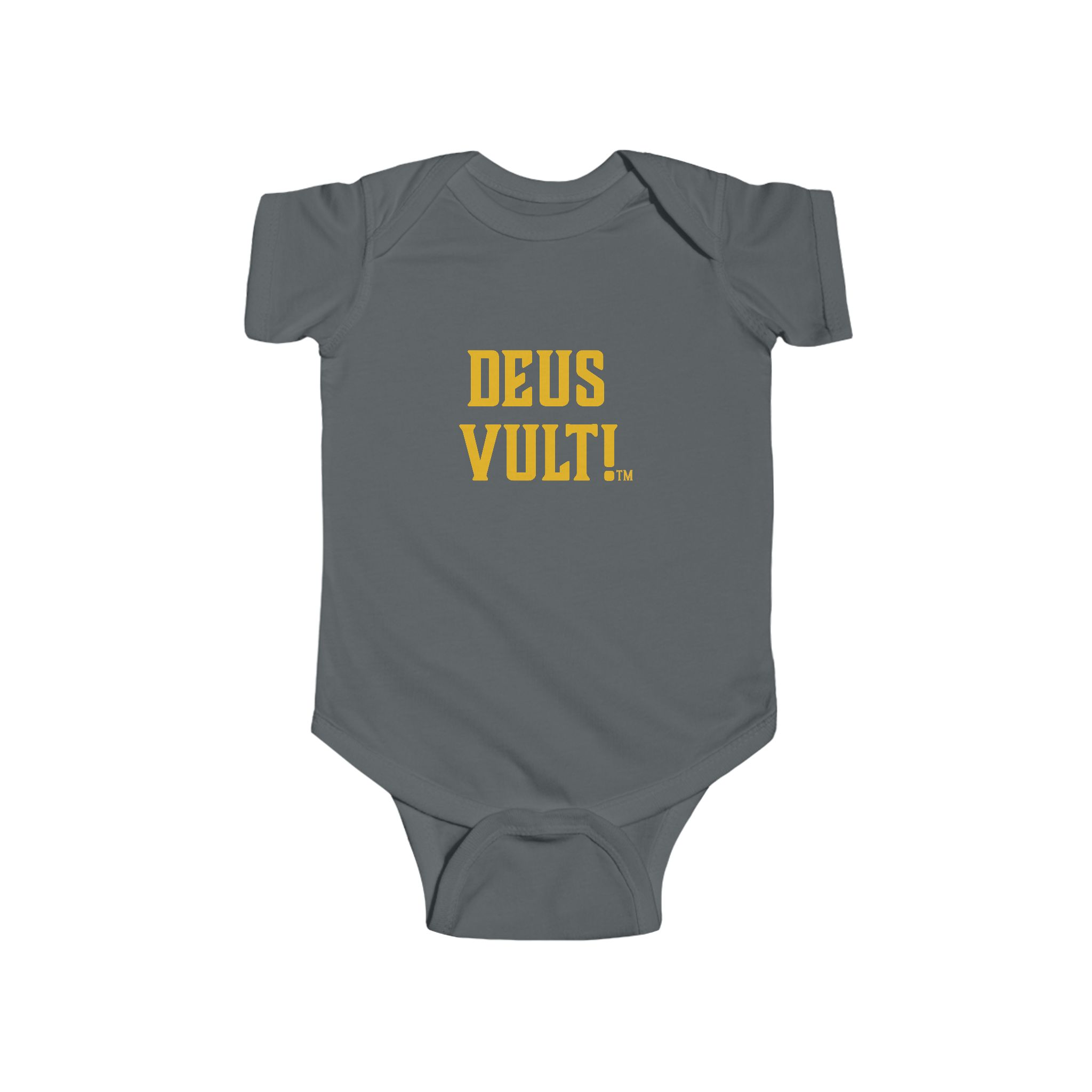 Infant Bodysuit — "Deus Vult" Gold Graphic Baby Onesie - Image 10
