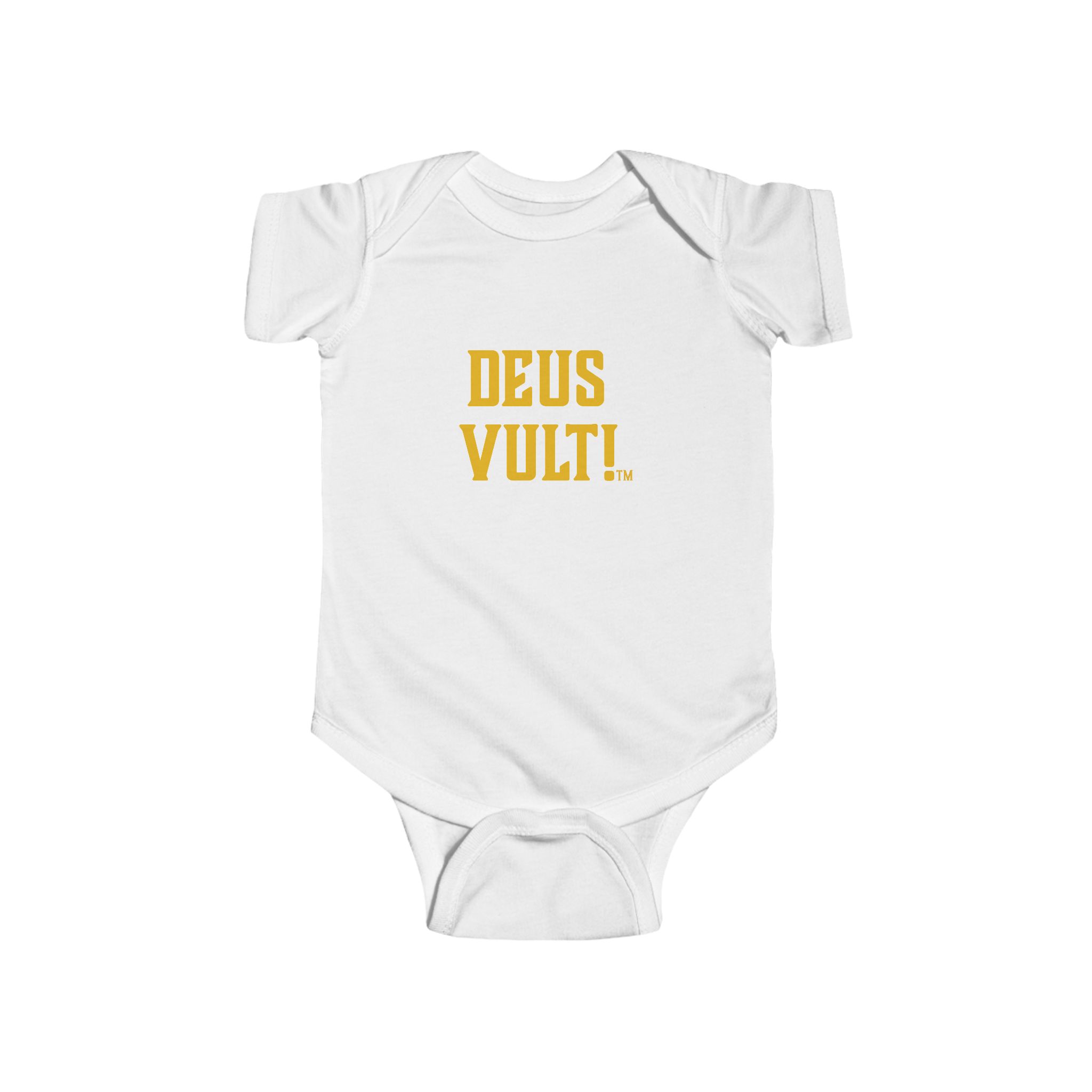 Infant Bodysuit — "Deus Vult" Gold Graphic Baby Onesie