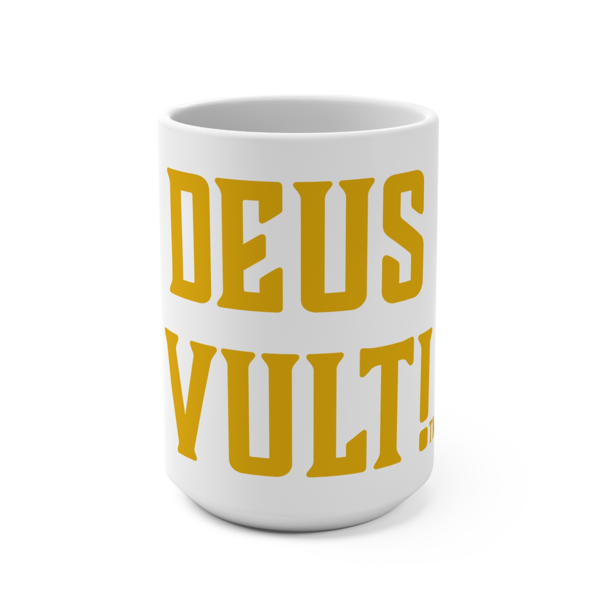 Mug — "Deus Vult!" 15oz Coffee Mug | Medieval Crusader Phrase Ceramic Gift
