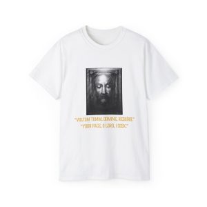Holy Face Portrait Tee — Vintage Christ Image with Latin Quote