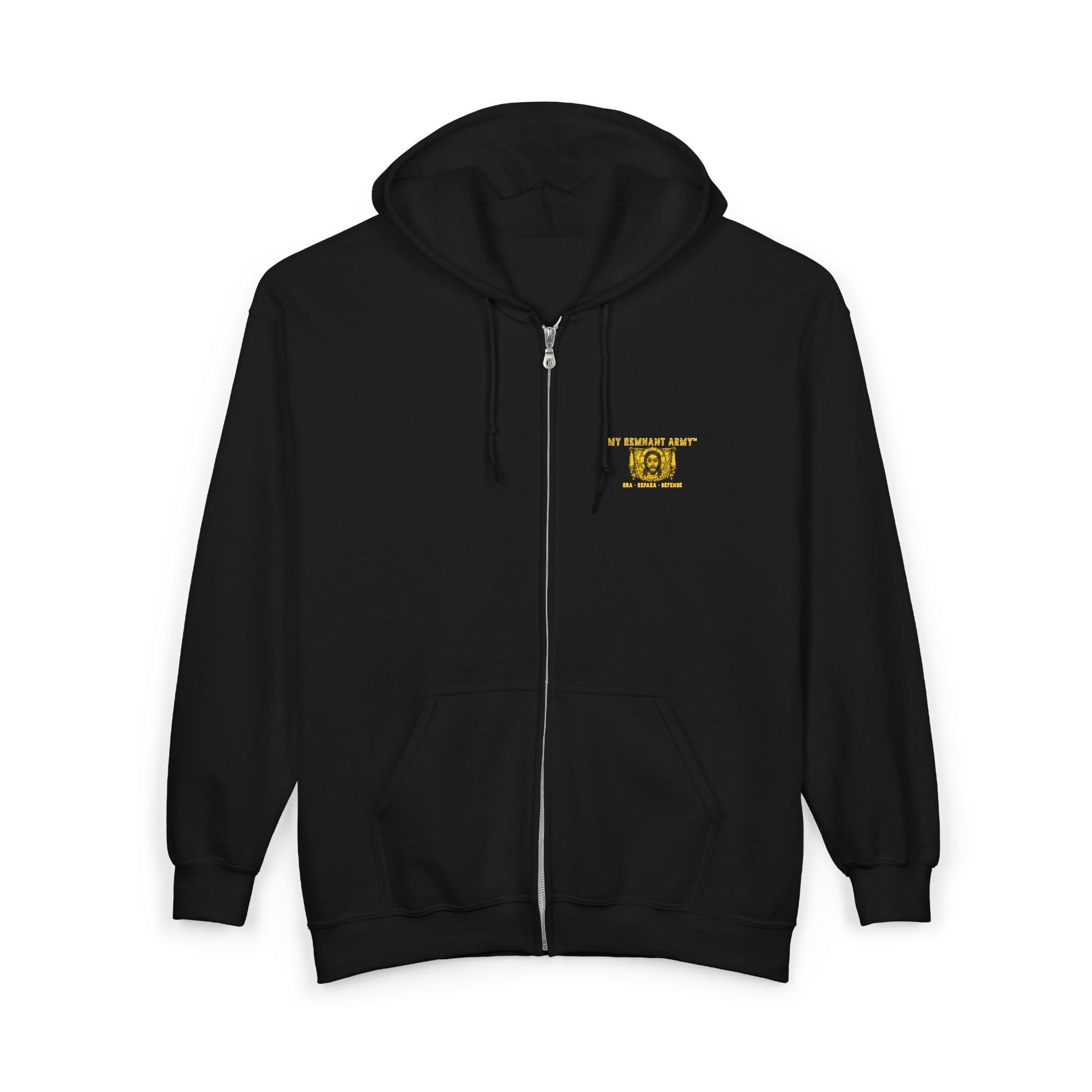 Deus Vult Zip Hoodie – Medieval Crusader Emblem Full-Zip Sweatshirt - Image 3