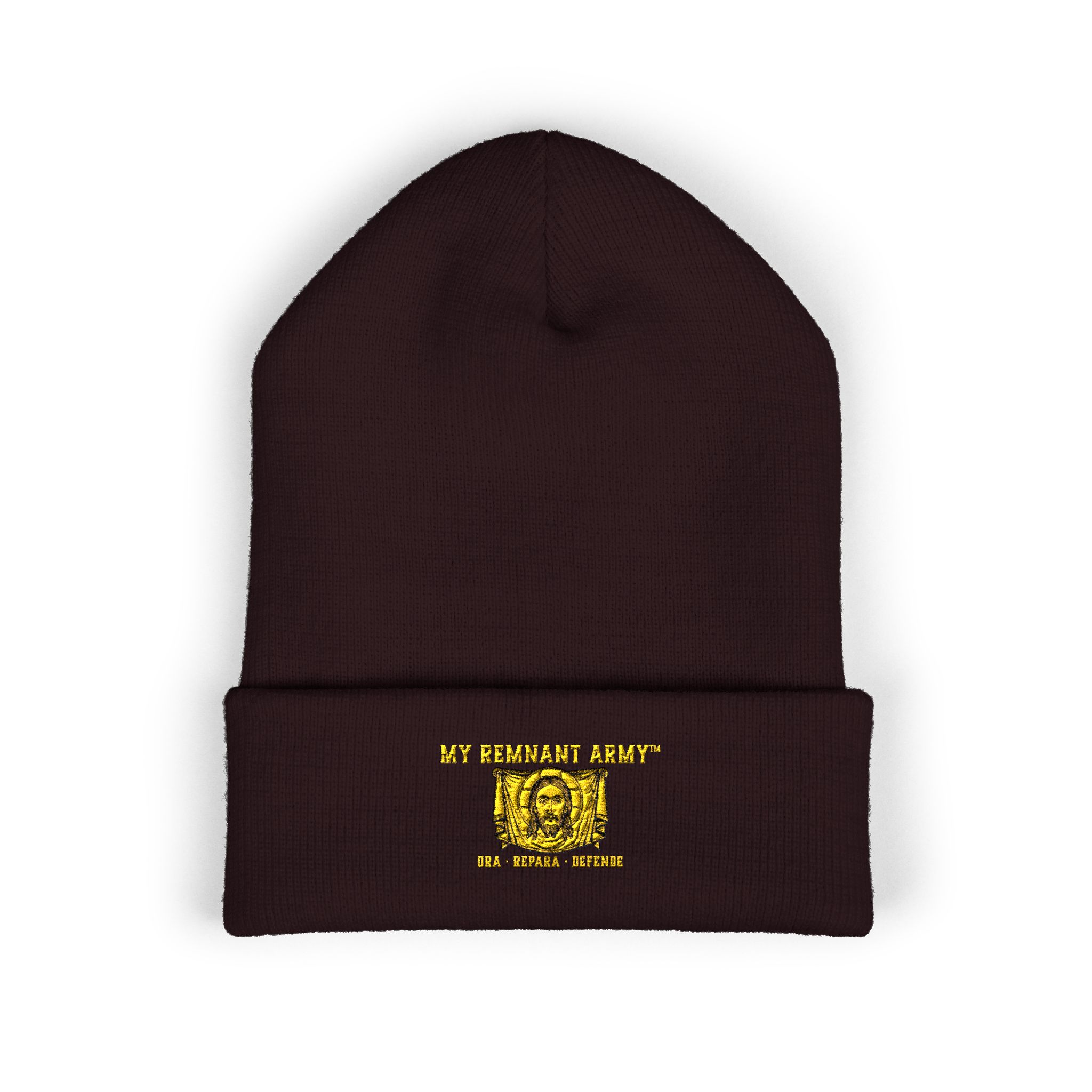 Embroidered Gold Crest Beanie — Classic Cuffed Knit Hat - Image 33