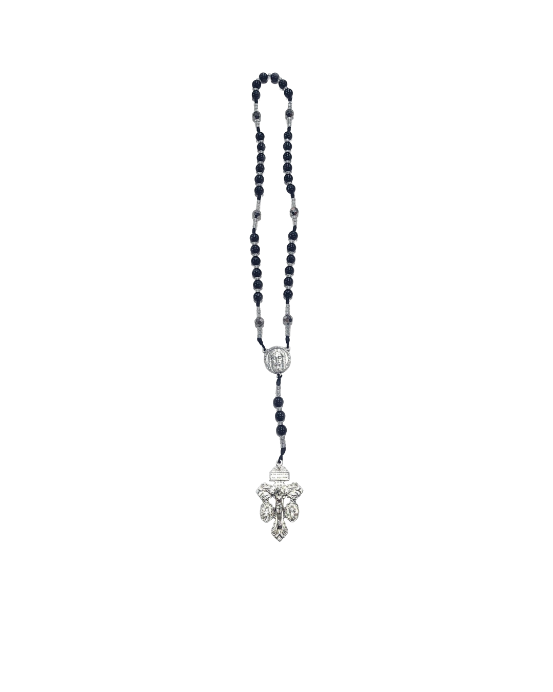 Holy Face Chaplet – Silver Pardon Crucifix with Black